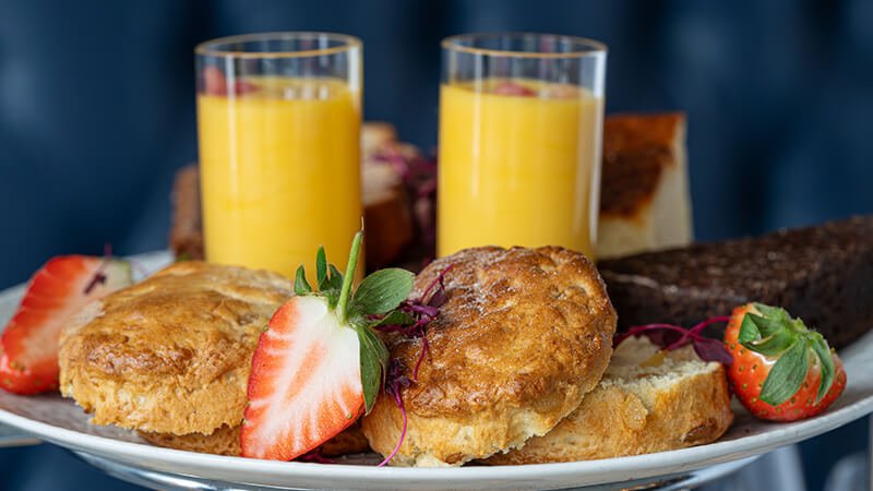 Mango lassi and scones for afternoon tea